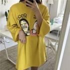 Cartoon Print 3/4-sleeve T-shirt