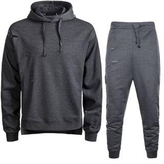 Set: Ripped Hoodie + Drawstring Jogger Pants