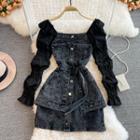 Denim Panel Mini A-line Dress
