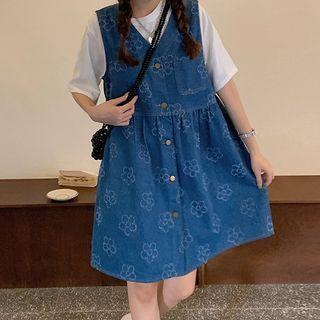 Floral Oversized Denim Tank Dress