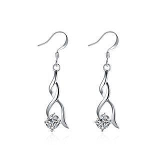 Fashion Simple Geometric Earrings With Cubic Zircon Silver - One Size