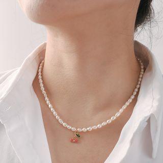 Cherry Pendant Freshwater Pearl Choker