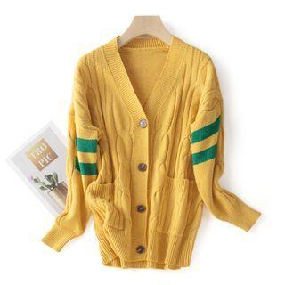 Twist Knit Cardigan Yellow - One Size