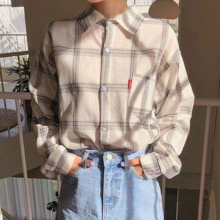 Mono-tone Oversized Plaid Shirt
