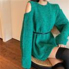Cold-shoulder Melange Sweater