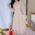 Long-sleeve Lace Floral Dress
