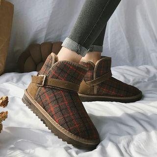 Plaid Short Snow Boots