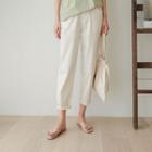 Shirred-trim Cropped Baggy Pants