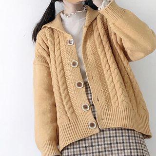 Shawl Collar Cable Knit Cardigan