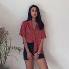 Lapel Satin Shirt