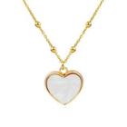 Heart Shell Pendant Alloy Necklace 01 - Gold - One Size