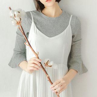 3/4-sleeve Crewneck Slim Top