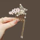 Butterfly Flower Alloy Hair Comb Gold - One Size