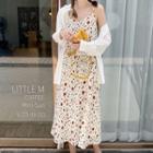 Spaghetti Strap Midi Floral Dress As Shown In Figure - One Size
