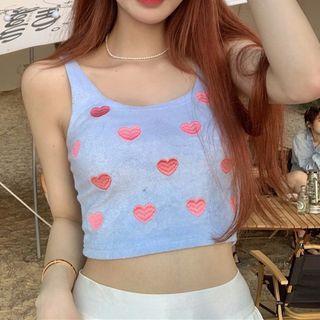 Embroidered Tank Top Pink & Blue - One Size