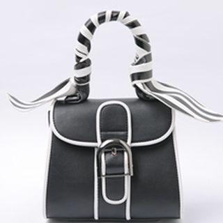 Faux-leather Piped Satchel