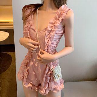 Sleeveless Frill Trim Playsuit
