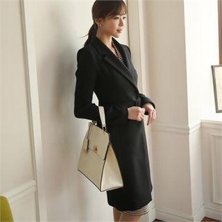Notched-lapel Slim-fit Coat With Belt