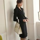 Notched-lapel Slim-fit Coat With Belt