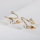 Rhinestone Faux Pearl Alloy Hoop Earring 1 Pair - S925 Silver - Gold - One Size