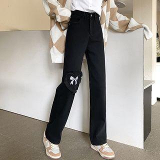 Bow Print Loose Fit Jeans