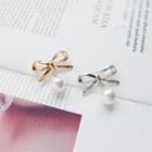 Faux Pearl Bow Brooch Pin