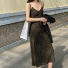Leopard Strappy A-line Dress / Midi Dress