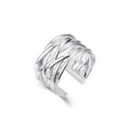 Fashion Simple Woven Adjustable Split Ring Silver - One Size