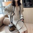 Contrast-trim Cardigan / V-neck Knit Dress