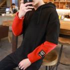 Applique Panel Long-sleeve Hoodie