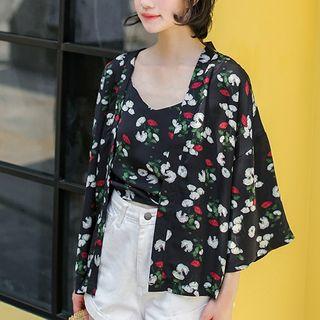 Set: Floral Light Jacket + Camisole Top
