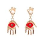 Hand Dangle Earring 1 Pair - Red - One Size