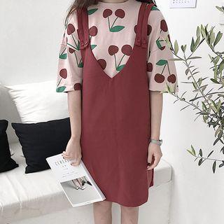 Set: Print Short-sleeve T-shirt + Sleeveless Dress