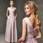Wrapped Pleated Evening Gown
