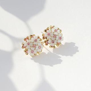 925 Sterling Rhinestone Flower Stud Earring