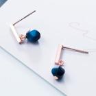 Bead Drop Earring 1 Pair - S925 Silver - Rose Gold - One Size