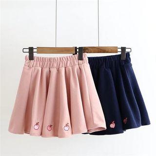 Peach Embroidered A-line Skirt