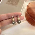 Faux Pearl Stone Disc Dangle Earring