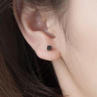 Cubic Sterling Silver Through & Through Earring S925 Sterling Silver - 1 Pr - Gray Black - One Size