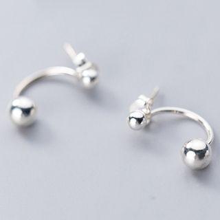 925 Sterling Silver Bead Swing Earring S925 Silver Stud - 1 Pair - Silver - One Size