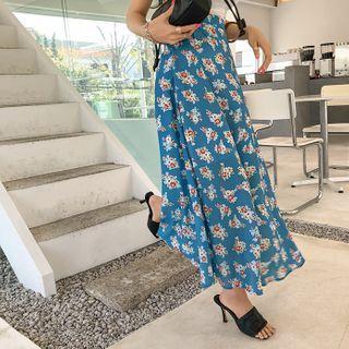Floral Crepe Maxi Full Skirt