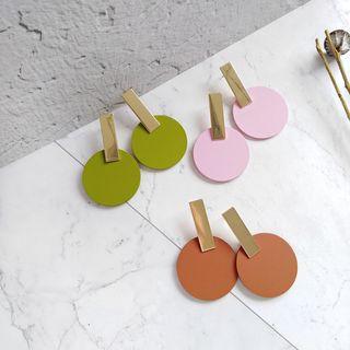 Alloy Bar Resin Disc Dangle Earring
