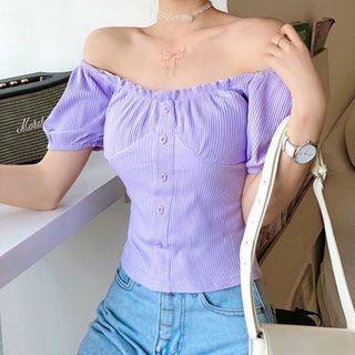 Ruffle Trim Short-sleeve Cropped T-shirt