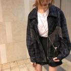 Fringe Plaid Shirt Jacket As Shown In Figure - One Size
