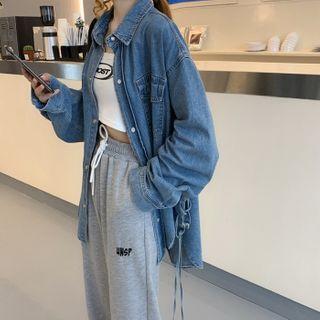 Denim Long-sleeve Shirt Blue - One Size