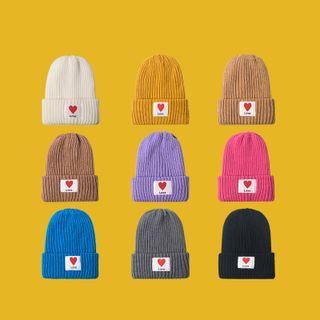 Heart Applique Knit Beanie