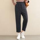 Striped Straight-cut Cropped Pants