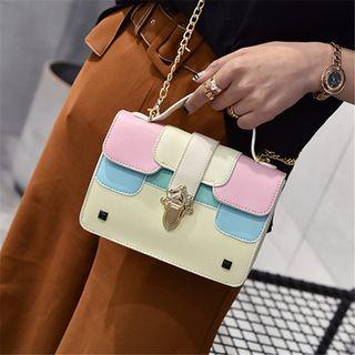 Color Block Faux-leather Shoulder Bag