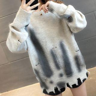 Ripped Print Sweater