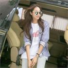 Long-sleeve Dual-pocket Striped Shirt